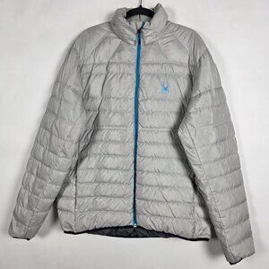 Spyder Prymo Down Lightweight Mens XL Long Sleeve Gray Full Zip Puffer Jacket